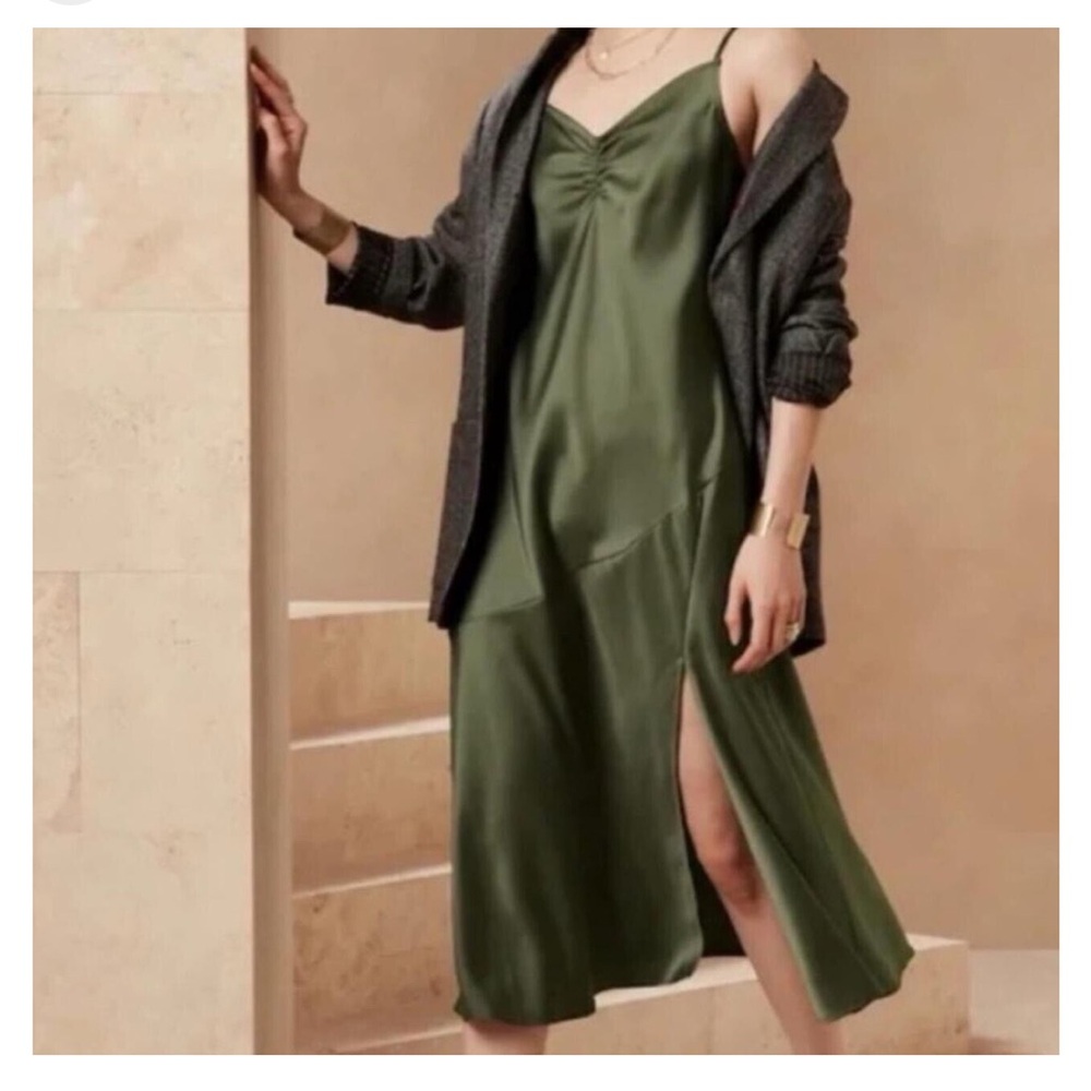 NWT Banana Republic Ruched-neck Midi Slip Dress